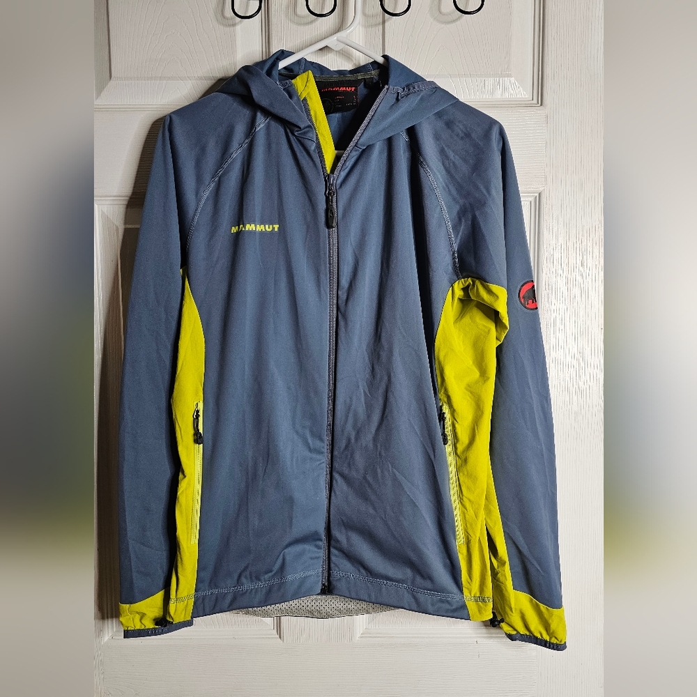 Mammut Mens S Lightweight Packable  Hoodie Hiking Trail Rain Jacket Gray
